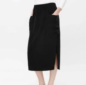 COS Black Elastic Waist Cargo Utility Midi Skirt